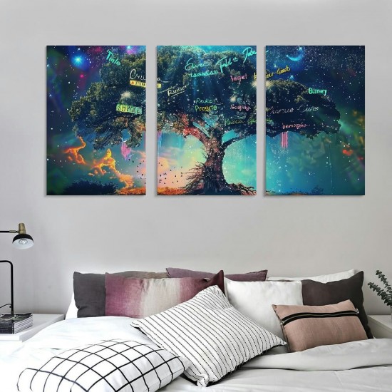 Shangniulu Canvas Wall Art Teal Tree Graffiti Blue Picture Large Canvas Prints Wall Decor for Bedroom Living Room Modern Home Decor