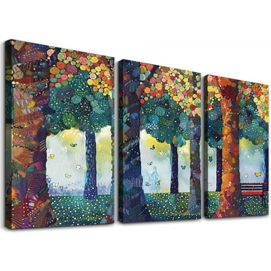 Shangniulu Forest Canvas Art, Fantasy Wall Art Natural Landscape Picture Print for Wall Decoration, Plant Artwork Home Living Room Framed Decor Ready to Hang