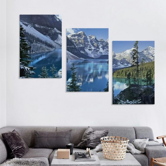 Shangniulu Forest Canvas Art, Blue Wall Art Natural Mountain Picture Print for Wall Decor, Landscape Artwork Home Living Room Framed Decoration Ready to Hang