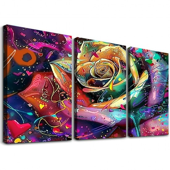 Shangniulu Graffiti Wall-Art Bedroom - Rose Wall Decor - Colorful Wall Art For Living Room Large Size Pictures Poster Ready To Hang