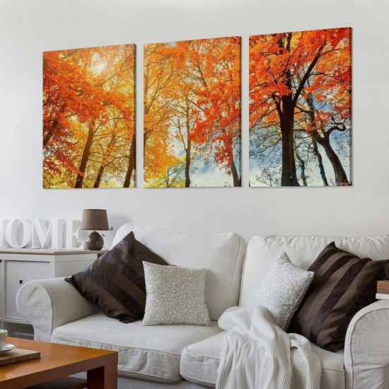 Shangniulu Modern Fall Forest Wall Art, Nature Landscape Wall Art, Gold Yellow Forest Landscape Art Painting, Autumn Forest Art Wall Pictures for Living Room Decor