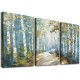 Shangniulu  Forest Canvas Art, White and Blue Wall Art Autumn Landscape Picture Print for Wall Decoration, White Birch Tree Artwork Home Office Framed Decor Ready to Hang