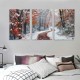 Shangniulu Modern Winter Forest Wall Art, Nature Landscape Wall Art, Wine Red Maple Leaves Landscape Art Painting, Winter Forest Art Wall Pictures for Living Room Decor