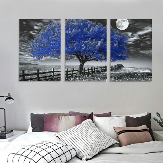 Shangniulu Artwork for Walls in Living Room Landscape Wall Art Blue Tree Natural Pictures Home Decoration Canvas Print Landscape Poster Canvas Painting Office Bedroom Wall Decor