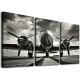 Shangniulu Black and White Wall Art Large Turbine Fighter Aircraft on a Runway Antique Airplane Pictures Print on Canvas Modern Home Decor Framed for Office Ready to Hang