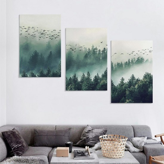 Shangniulu Wall Art For Living Room Canvas Wall Decor Bedroom Modern Home Decor Office Wall Decoration Fog Forest View Wall Painting Stretched And Framed Pictures Ready To Hang Art Works