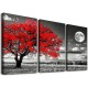 Shangniulu Living Room Office Wall Decor Bedroom Decor Black And White Landscape Wall Painting Red Tree Scenery Pictures Canvas Prints Ready To Hang For Room Home Decoration