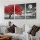 Shangniulu Living Room Office Wall Decor Bedroom Decor Black And White Landscape Wall Painting Red Tree Scenery Pictures Canvas Prints Ready To Hang For Room Home Decoration