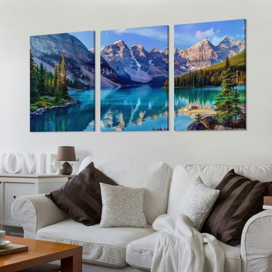 Shangniulu Wall Art Lake Mountain Landscape Picture Print Canvas Wall Art Modern Giclee Artwork Home Decor Stretched and Framed Ready to Hang