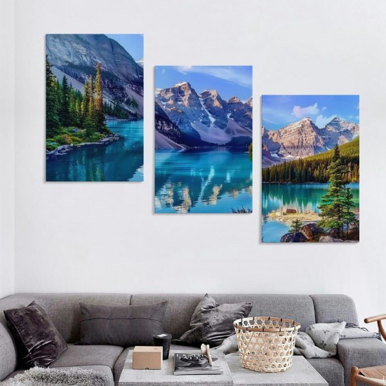 Shangniulu Wall Art Lake Mountain Landscape Picture Print Canvas Wall Art Modern Giclee Artwork Home Decor Stretched and Framed Ready to Hang