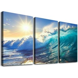 Shangniulu Canvas Prints Wall Art Blue Ocean Wave Surfing Sea Picture Paintings on Canvas Modern Canvas Art For Home Room Office Wall Decorations