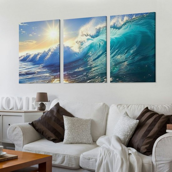 Shangniulu Canvas Prints Wall Art Blue Ocean Wave Surfing Sea Picture Paintings on Canvas Modern Canvas Art For Home Room Office Wall Decorations