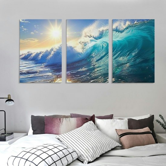 Shangniulu Canvas Prints Wall Art Blue Ocean Wave Surfing Sea Picture Paintings on Canvas Modern Canvas Art For Home Room Office Wall Decorations