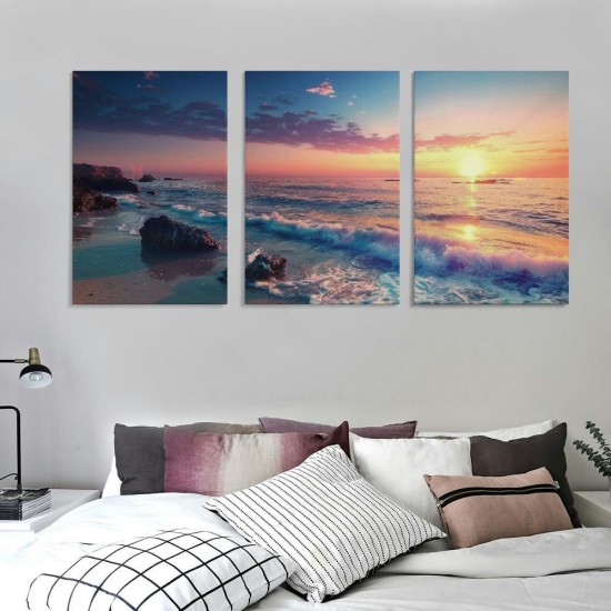 Shangniulu Beach Wall Art Sea Ocean Landscape Picture Print Canvas Wall Art Modern Giclee Artwork Home Decor Stretched and Framed Ready to Hang