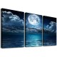 Shangniulu Wall Art Moon Sea Ocean Landscape Picture Canvas Wall Art Print Paintings Modern Artwork for Living Room Wall Decor and Home Décor Framed Ready to Hang