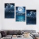 Shangniulu Wall Art Moon Sea Ocean Landscape Picture Canvas Wall Art Print Paintings Modern Artwork for Living Room Wall Decor and Home Décor Framed Ready to Hang