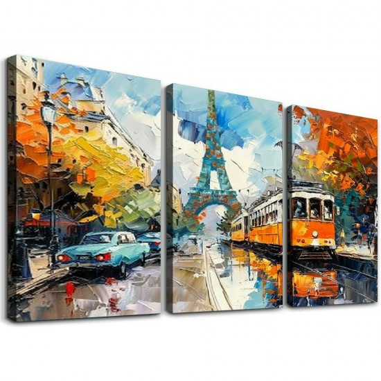 Shangniulu Eiffel Tower Wall Art - Living Room Pictures for Wall - Modern Art Wall Decor Ready to Hang