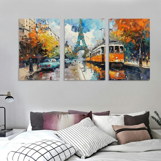 Shangniulu Eiffel Tower Wall Art - Living Room Pictures for Wall - Modern Art Wall Decor Ready to Hang