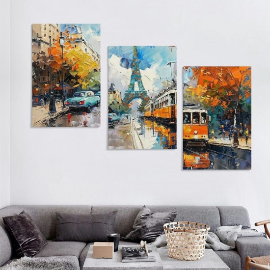 Shangniulu Eiffel Tower Wall Art - Living Room Pictures for Wall - Modern Art Wall Decor Ready to Hang