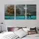 Shangniulu Canvas Wall Art Moon and Tree Picture Prints Paintings for Living Room Home Decor Black and White Background Animal Elephant Landscape for Bedroom Wall Decoration Natural Artwork