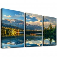 Shangniulu Landscape Canvas Wall Art for Living Room Bedroom Office Large Nature Forest Lake Ship Scenery Wall Art Kitchen Pictures Modern Wall Decor Mural Paintings Artwork