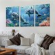 Shangniulu Living room wall decoration canvas wall art bedroom wall decoration artwork ocean theme dolphin mural undersea scenery picture stretched and framed modern home decoration