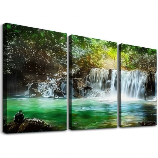 Shangniulu Wall Art Waterfall Tree Landscape Picture Canvas Wall Art Print Paintings Modern Artwork for Living Room Wall Decor and Home Décor Framed Ready to Hang