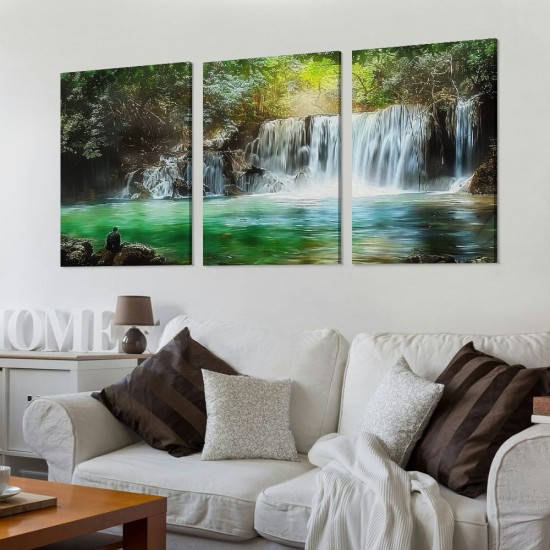 Shangniulu Wall Art Waterfall Tree Landscape Picture Canvas Wall Art Print Paintings Modern Artwork for Living Room Wall Decor and Home Décor Framed Ready to Hang