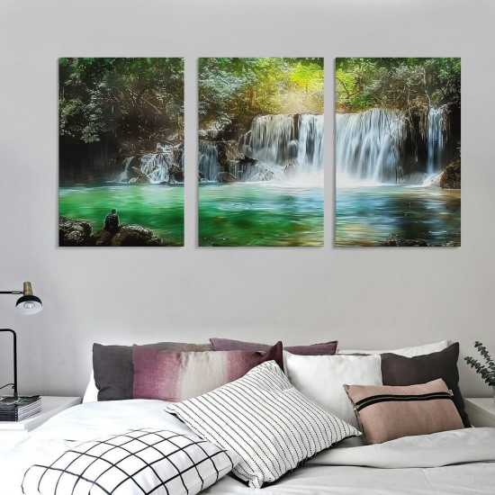 Shangniulu Wall Art Waterfall Tree Landscape Picture Canvas Wall Art Print Paintings Modern Artwork for Living Room Wall Decor and Home Décor Framed Ready to Hang