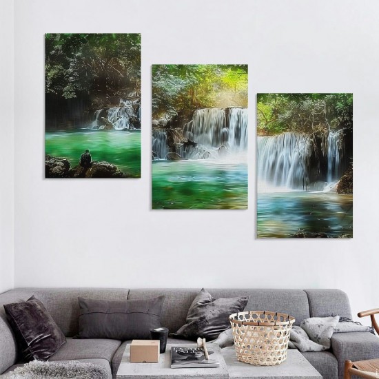 Shangniulu Wall Art Waterfall Tree Landscape Picture Canvas Wall Art Print Paintings Modern Artwork for Living Room Wall Decor and Home Décor Framed Ready to Hang