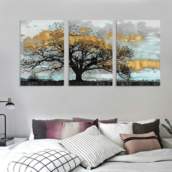 Shangniulu Abstract Wall Art Bedroom Living Room Tree of Life Canvas Wall Art Office Golden Textured Tree Wall Decor Paintings Artwork Large Modern Black White Wall Art Prints Pictures