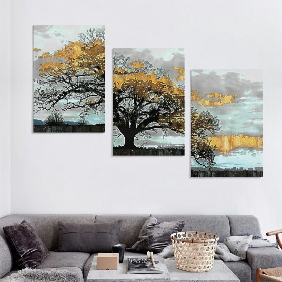 Shangniulu Abstract Wall Art Bedroom Living Room Tree of Life Canvas Wall Art Office Golden Textured Tree Wall Decor Paintings Artwork Large Modern Black White Wall Art Prints Pictures